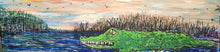 Load image into Gallery viewer, Original 4ft x1 ft greenfield gator mixed media painting  on wood