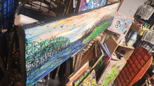 Load image into Gallery viewer, Original 4ft x1 ft greenfield gator mixed media painting  on wood