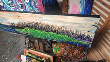 Load image into Gallery viewer, Original 4ft x1 ft greenfield gator mixed media painting  on wood