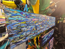 Load image into Gallery viewer, 12x53" original painting "the flow "   by Mark Dannon Herbert on built wood panel ready to hang