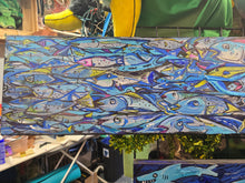 Load image into Gallery viewer, 12x53" original painting "the flow "   by Mark Dannon Herbert on built wood panel ready to hang