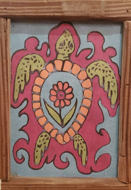 Flower turtle mini print variant framed
