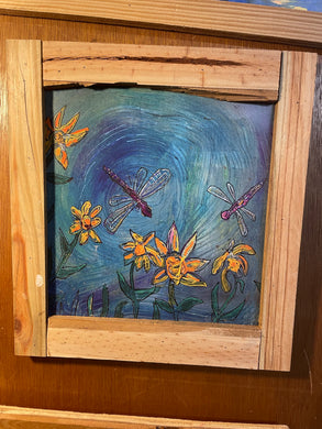 12x12 “framed dragonfly print ready to hang