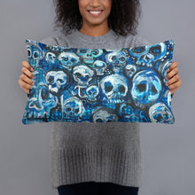 Load image into Gallery viewer, Blue Skulls pillow