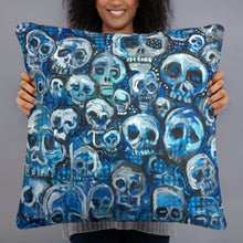 Load image into Gallery viewer, Blue Skulls pillow