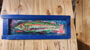 Blue  framed print" trout "scratch and dent