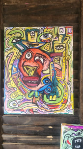 "Emerging madness" 8x10 original acrylic/marker on stretched canvas