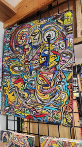 23"28.5" original painting "snakes in the gears erase your fears"