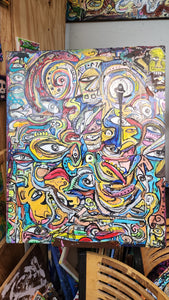 23"28.5" original painting "snakes in the gears erase your fears"