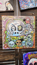 Load image into Gallery viewer, 12&quot;x12&quot; original painting neon skulls stretched canvas