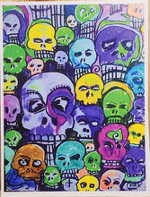 Load image into Gallery viewer, Neon skulls 1  &quot; unframed Paper print  8x10signed in poly sleeve