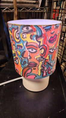 10 inch hand painted abstract face lamp