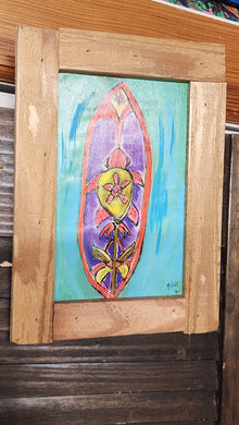 Embellished 7x10 framed  surf turtle print(turquoise )