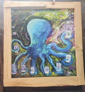 11x11 "Wilmimgton  Hoptopus blue variant  framed reasy to hang