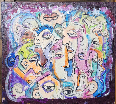 Abstract original on wood