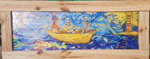 27" wide framed ship of fools print