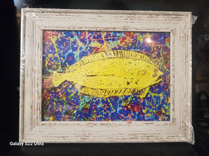 9x7"framed flounder signed   print