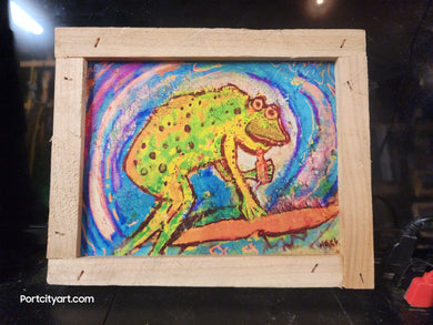 Surf frog loves craft drinks  6x8