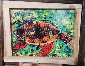 ) 10x 12" framed sea turtle print