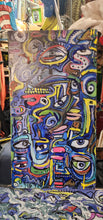 Load image into Gallery viewer, &quot; shenanigan Jim and the last chagrin&quot; mixed media 13x24&quot; painting  on built wood  panel