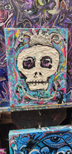 Load image into Gallery viewer, Silver crown skull   &quot; original mixed media 14 0 painting on stretched canvas