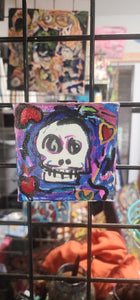 4x4  little skull on stretched gallery wrapped canvas original