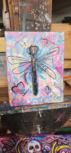 8x10 small  dragonfly original on canvas