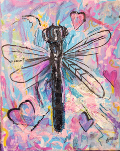 8x10 small  dragonfly original on canvas