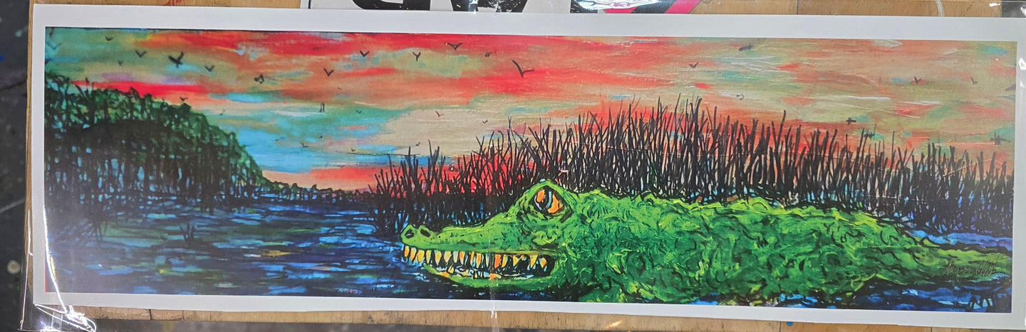 Gator  5x16 Signed art print in poly sleeve