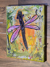 Load image into Gallery viewer, 8x10 small  dragonfly original  painting on canvas