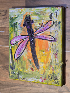 8x10 small  dragonfly original  painting on canvas