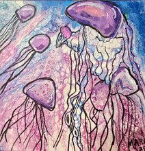 Load image into Gallery viewer, 8x8 jellyfish  original  painting on canvas