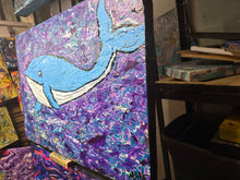 Load image into Gallery viewer, 24 x 16  whale   original  painting on built wood panel