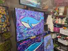 Load image into Gallery viewer, 24 x 16  whale   original  painting on built wood panel