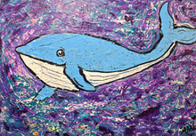 Load image into Gallery viewer, 24 x 16  whale   original  painting on built wood panel