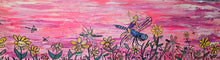 Load image into Gallery viewer, 4ft x1ft the dragonfly riders  mixed media original on wood built panel  ready to hang