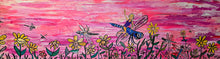 Load image into Gallery viewer, 4ft x1ft the dragonfly riders  mixed media original on wood built panel  ready to hang