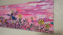 Load image into Gallery viewer, 4ft x1ft the dragonfly riders  mixed media original on wood built panel  ready to hang