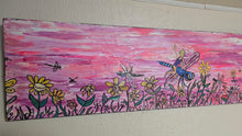 Load image into Gallery viewer, 4ft x1ft the dragonfly riders  mixed media original on wood built panel  ready to hang