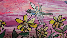 Load image into Gallery viewer, 4ft x1ft the dragonfly riders  mixed media original on wood built panel  ready to hang