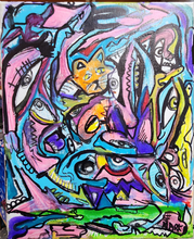 Load image into Gallery viewer, Schrodingers catnip original mixed media 8x10 painting on stretched canvas