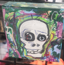 Load image into Gallery viewer, 4x4  little skull  2 on stretched gallery wrapped canvas original