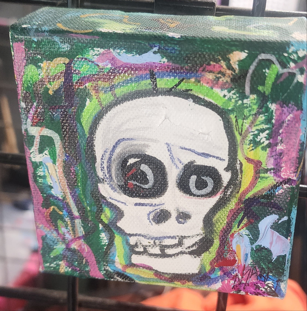 4x4  little skull  2 on stretched gallery wrapped canvas original