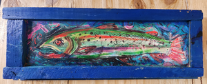 Blue  framed print" trout "scratch and dent
