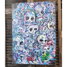Load image into Gallery viewer, 24&quot; original painting blue skulls 2