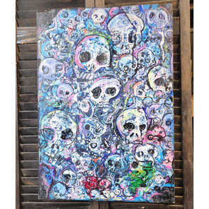 24" original painting blue skulls 2