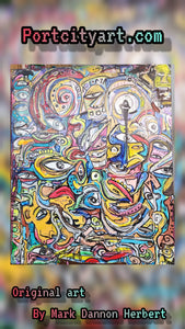 23"28.5" original painting "snakes in the gears erase your fears"