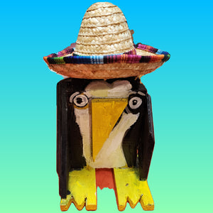 13 inchwood scrap wood penguin with Sombrero