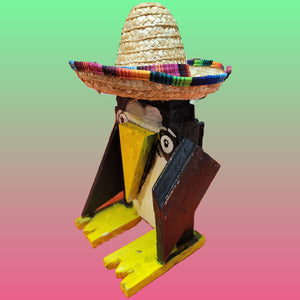 13 inchwood scrap wood penguin with Sombrero