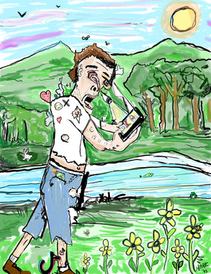 8x10  signed art print by Mark Herbert smashing the likes on a nature hike